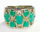 HSN Colleen Lopez Sterling Silver Sakota Emerald & White Zircon Band Ring 5 — photo 1