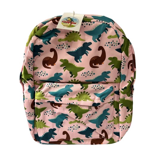 Kids Pink Nylon Dinosaur Backpack/Bookbag, Lunchbag, Pencil Case 3-Piece Set New - Picture 2 of 11