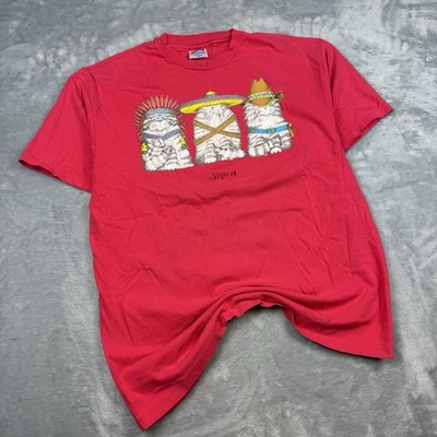 Vintage 1992 The Wild Bunch Funny Cat Graphic T Shirt Pink Double Sided XL