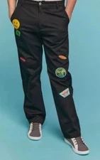 NWT Airwalk Patch Skateboard Chino Pants Forever 21 Embroidered Black Men Sz 30