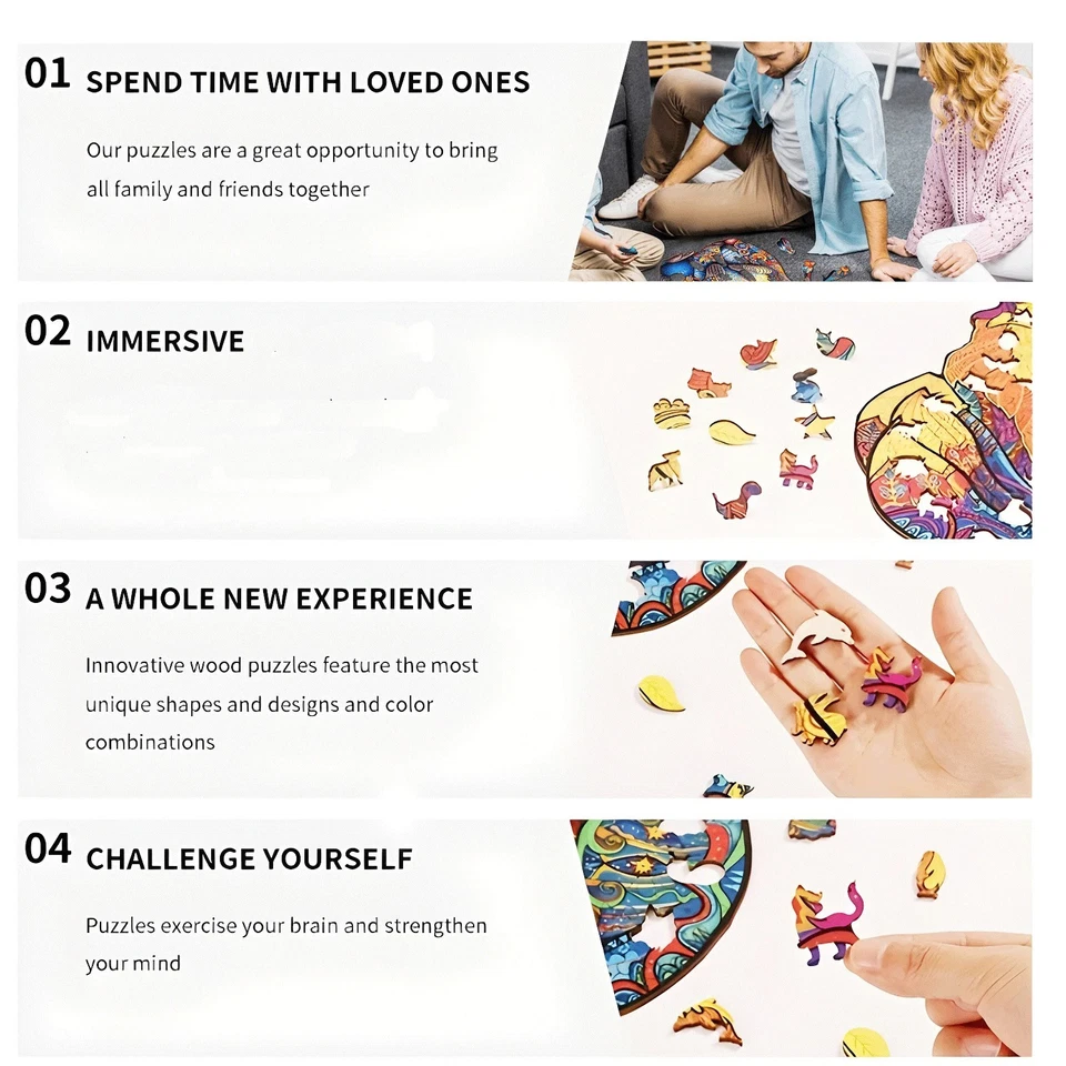 Holzpuzzle A3 Rund Baummuster Unregelmäßig Lernspielzeug Deko Familienspiel - Bild 4 von 4