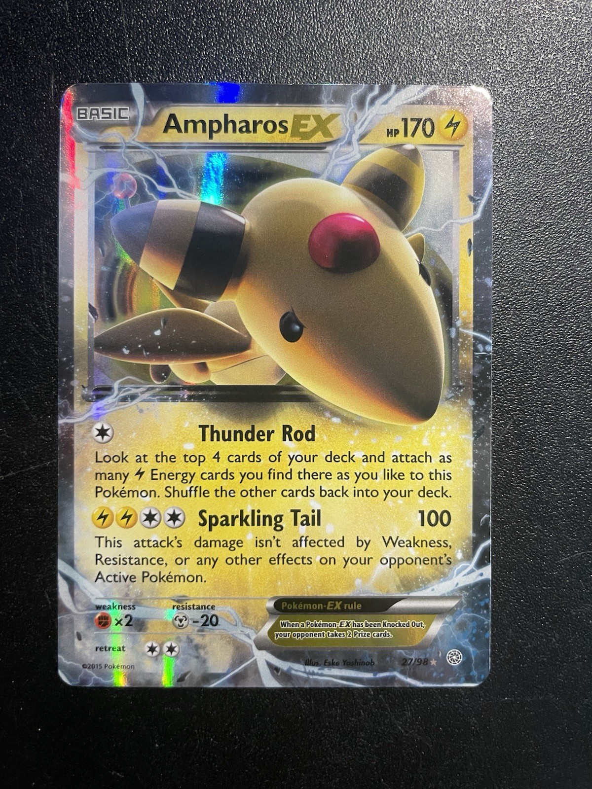 Ampharos EX 27/98 XY Ancient Origins Holo Ultra Rare LP Pokemon Card 2015