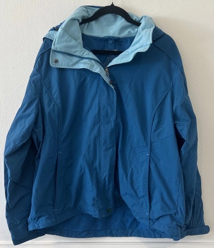 LL Bean Jacket Womens Size XL Blue Hooded Jacket Waterproof Outdoor Coat