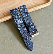 16mm - 24mm Navy Blue Quick Release Stingray Watch Strap, Men Leather Watch Band