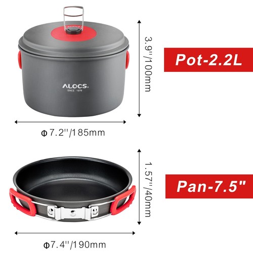 Camping Cookware - Alumina Cooking Set with Kettle, Lightweight Portable Gear... - Picture 3 of 8