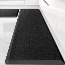 Comfort Kitchen Mats 2 PCS - Ergonomic Anti-Fatigue Design in Black