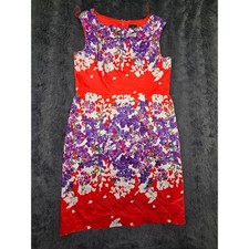 Adrianna Papell Womens Red Purple Floral Sleeveless Sheath Dress Size 14
