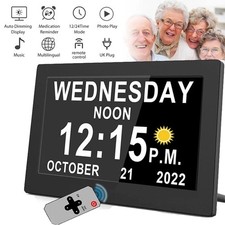 Digital Alarm Clock Day Date Calender for Memory Loss Dementia Elderly Reminder