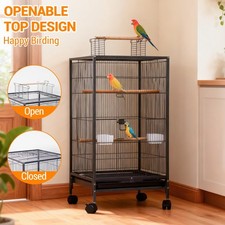 Metal Bird Cage Large Rolling Parrot Budgie Cage for Cockatiel Conure Lovebirds