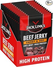 Jack Link's Beef Jerky, Sweet & Hot Flavour, Multipack of 12 x 25g Bags
