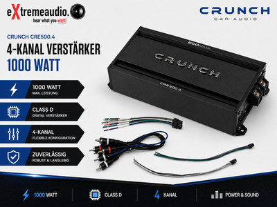 Crunch CRE500.4 Class D Digital 4-Kanal Verstärker 1000 Watt