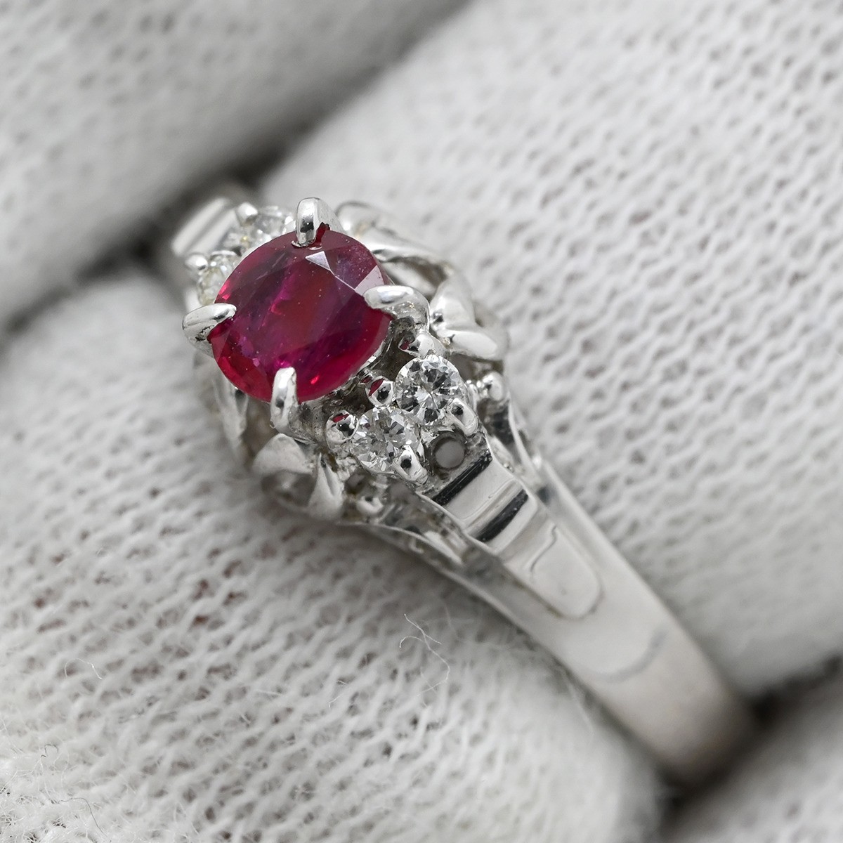 Ring ring Ruby 0.19ct Earring Pt900 Ruby diamond … - image 8