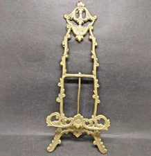 Vintage Ornate Brass Easel Plate Picture Art Book Holder Display Stand 10.25''