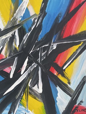 FRANZ KLINE Gemälde Energetisch Rot Gelb Blau Kunst Abstrakt Expressionist B35