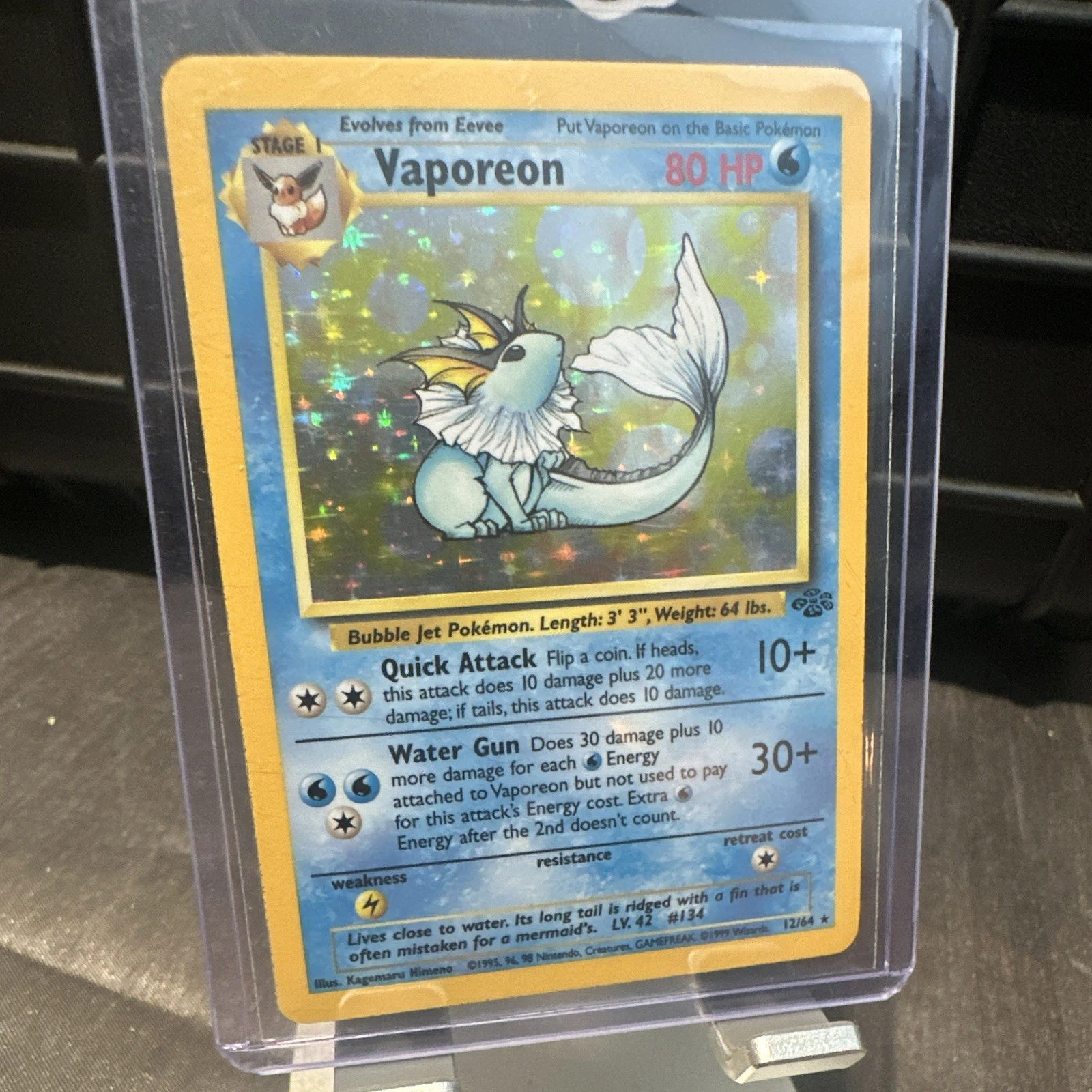 Vaporeon 12/64 Jungle Holo Rare English 1999