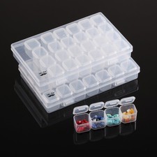 Bead Organizer 28 Compartments, 2 Boxes, 160 Stickers, Diamond Art, Clear
