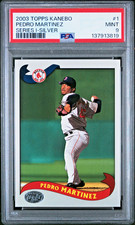 2002/2003 TOPPS KANEBO JAPAN SILVER PARALLEL #1 PEDRO MARTINEZ PSA 9 MINT NO 10