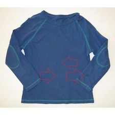 Mini Boden boys long sleeve blue green contrast elbow patch tee shirt top 6 7 8