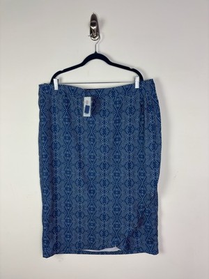 Nwt RipSkirt Hawaii Wrap Skirt Size XXL 2XL Blue White Boho Demin Length 3
