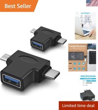 Compact 2 in 1 OTG USB 3.0 Adapter for Micro USB Type C Devices - 2 Pack