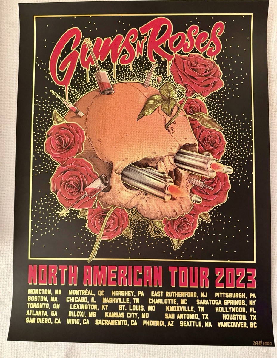 GUNS N ROSES POSTER FOIL NORTH AMERICAN TOUR 2023 GNR AXL SLASH