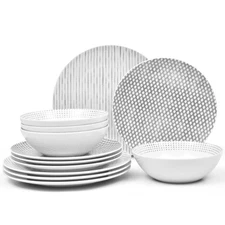 Grey Hammock 12-Piece Coupe Dinnerware Set, Service for 4