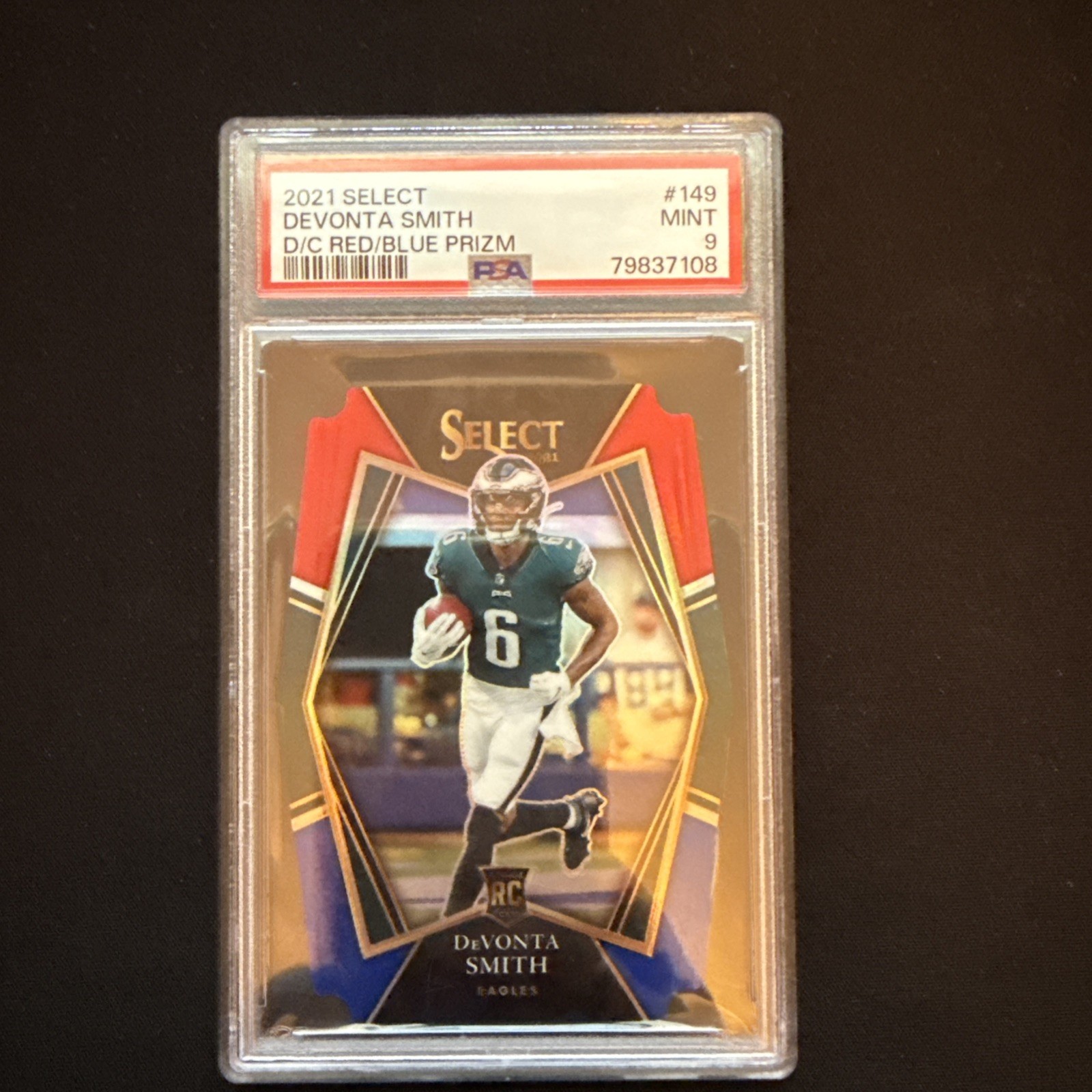 2021 Panini Select - Premier Level Devonta Smith #149 Red & Blue Prizm Die-Cut  