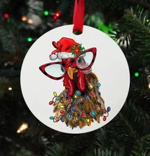 Funny Chicken Christmas Ornament, Chicken Ornament, Christmas Gift