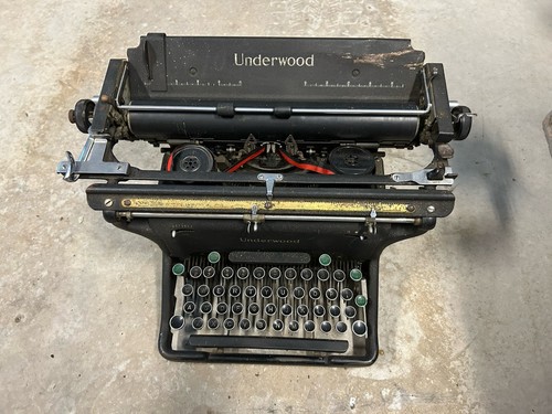 Vintage 1920s-1940s Underwood Black Typewriter Model 5 All Keys In Tact Steel - Picture 2 of 11