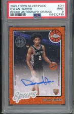 2025 Topps Silver Pack Chrome Rookie Auto Orange Dylan Harper /25 Spurs PSA 9