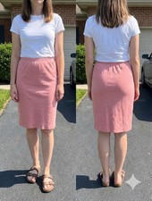 Vintage The Klassy Girl Skirt Large Pink Textured Knit Pencil Midi Made in USA