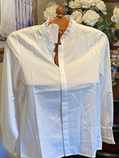 NWT Women  s White Long Sleeves Ruffles Shirt Blouse Top Sz S