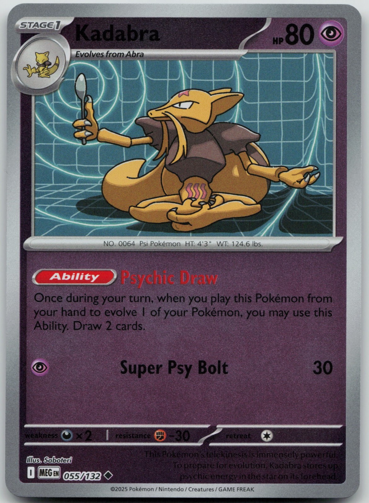 Kadabra 055/132 Reverse Holofoil (HR) ME01: Mega Evolution - NM