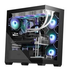 ATX Mid-Tower PC Case, Pre-Install Computer Case, Full Black 4 PWM ARGB Fans