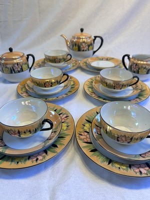  Vintage Noritake Morimura Lusterware 20 piece tea set, tea pot, sugar, creamer
