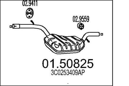 Silenziatore centrale MTS 01.50825 per VW PASSAT CC B6 357 3C2 Variant 3C5 TSI FSI