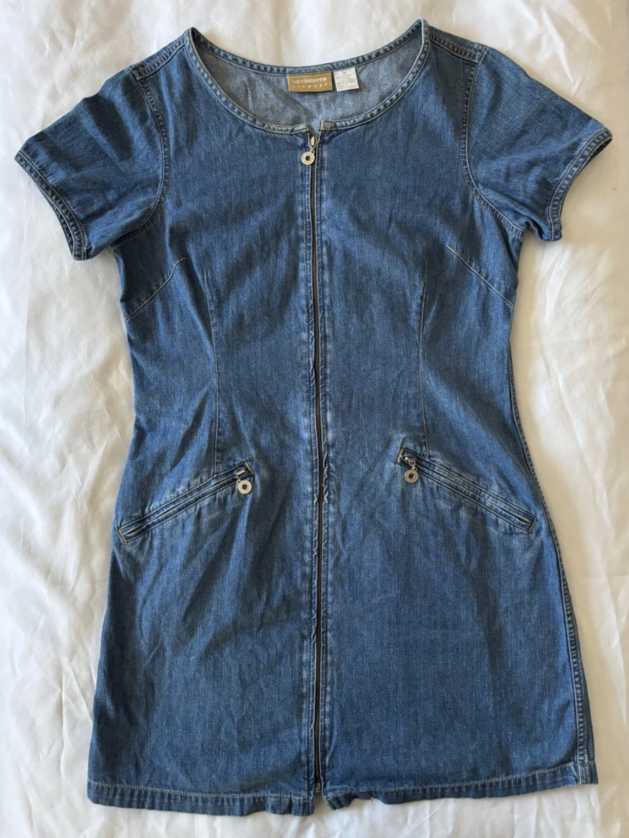 liz claiborne short sleeve denim dress Liz Claiborne Denim Short Sleeve Dresses for Women for sale