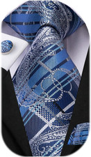 Mens Paisley Floral Silk Tie for Men Striped Necktie and Pocket Square Cufflinks
