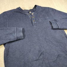 LL Bean Sweatshirt Men L Katahdin Iron Works Bonded Waffle Knit Sherpa Lined