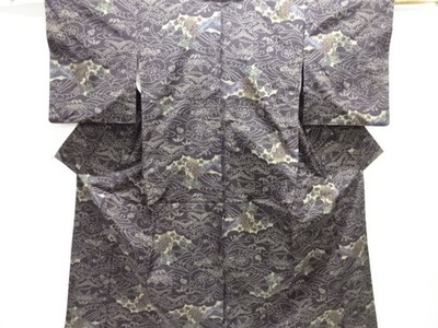 7824890: JAPANESE KIMONO / TOKAMACHI TSUMUGI / WOVEN PINE & UME