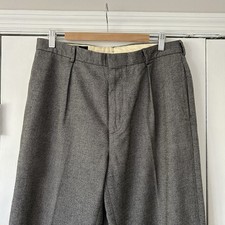 Vintage Men  s Polo Ralph Lauren Micro Check Grey Cotton Wool Dress Pants 34x30