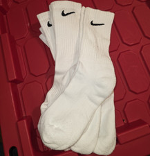 Nike White Crew Socks Black Swoosh Logo Solid Unisex Adults Size M