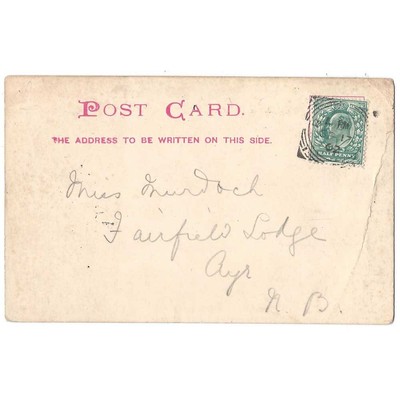 AYR frühe Postkarte geschickt an Fairfield Lodge, Poststempel Buxton 1902
