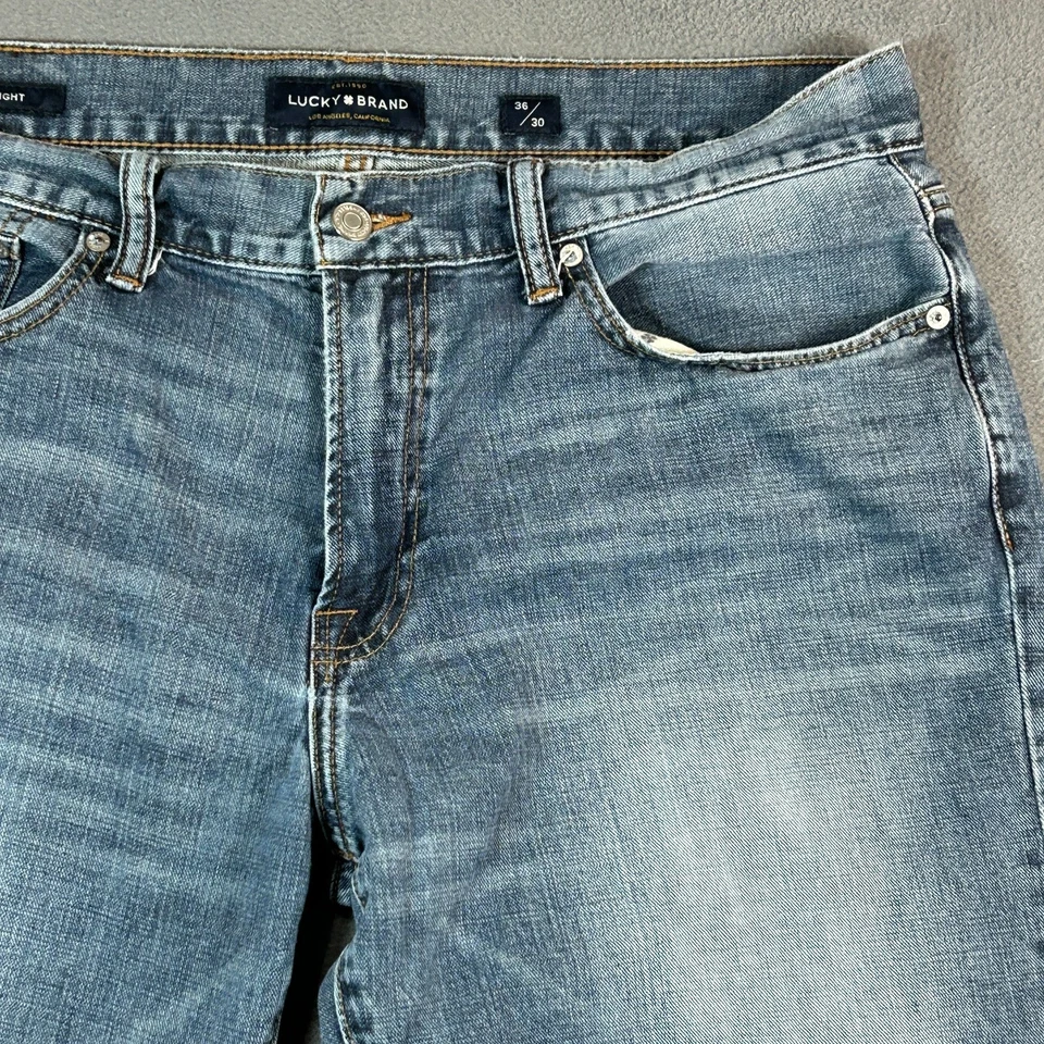 Lucky Brand 221 Jeans Mens 36x30 Straight Fit Med Wash Distressed 100% Cotton - Image 3 of 4