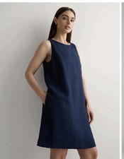 Quince Womens 100% European Linen Tank Mini Dress Deep Navy Basic Sleeveless XL