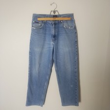 Vintage Tommy Hilfiger Jeans Mens 31x27 Straight Leg Thrashed Flag Logo 2000s