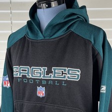 Vtg Philadelphia Eagles Hoodie Size Reebok NFL Football Spell Out Black  Green