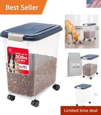 Airtight Rolling Pet Food Storage Container - Keeps Food Fresh Up to 30 Lbs