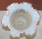 Fenton Clear to White Blue Opalescent Art Glass Ruffled Rim 6" Candy Nut Bowl — photo 4