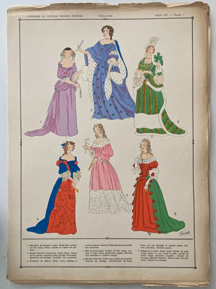 Storia DC Costume Femminile Francese Modi Sotto Luigi XIV - Immagine 3 di 4